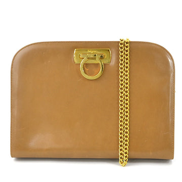 SALVATORE FERRAGAMO Crossbody Shoulder Bag Gancini Leather/Metal Brown/Gold Women's