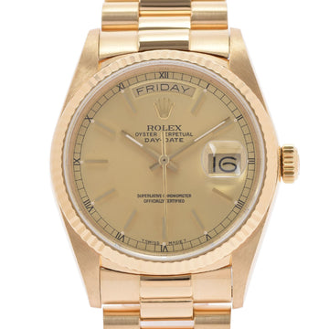 Rolex day date 18038 men's YG watch self-winding gold dial