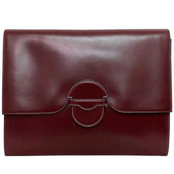 Hermes Clutch Bag Faco Bordeaux Leather Boxcalf H HERMES Flap Women's Men's