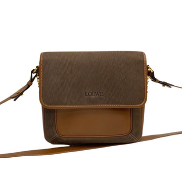 LOEWE Vintage Velazquez Twist Hardware Suede Leather Genuine Shoulder Bag Crossbody Brown