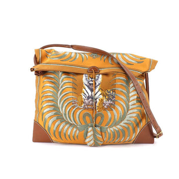 Hermes Silky City MM Shoulder Bag TIGRE ROYAL King's Tiger Silk Barenia Brown Multicolor M Stamped