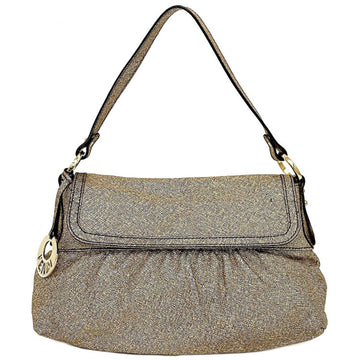 Fendi Handbag Gold Lame 8BK042 Canvas Leather FENDI Semi-shoulder Bag Flap One Shoulder Ladies