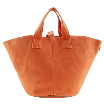 HERMES Pannied Plage PM Tote Bag Canvas Made in France Orange Handbag A4 Snap Button Women's