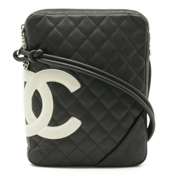 CHANEL Cambon Line Coco Mark Medium Pochette Shoulder Bag Black White Pink A25178