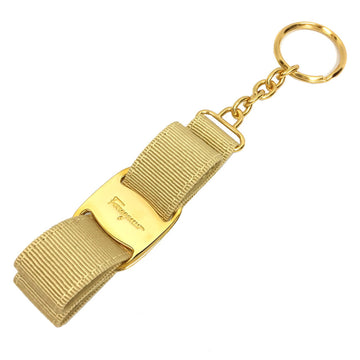 SALVATORE FERRAGAMO Vara Key Ring Keychain Charm Yellow x Gold Ladies