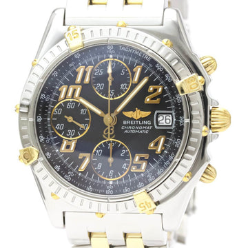 Polished BREITLING Chronomat 18K Gold Steel Automatic Watch B13050.1 BF553414