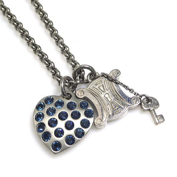 CELINE Necklace Macadam Heart Metal/Rhinestone Silver/Blue Ladies