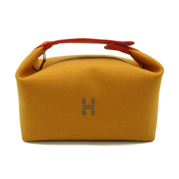 HERMES Brittany BlackGM Pouch Yellow cotton