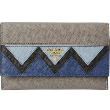 PRADA card case folding wallet  1MC004 SAFFIANO GRECHE embossed leather MARMO ASTRAL gray blue