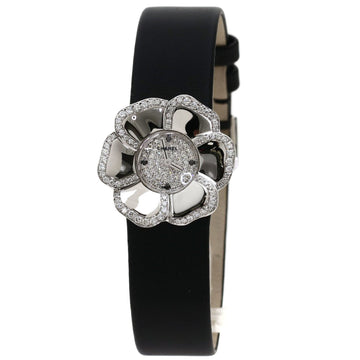 Chanel H1190 Camellia Diamond Wrist Watch K18 White Gold / Sateen Ladies CHANEL