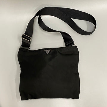 PRADA Triangle Logo Metal Fittings Nylon Mini Shoulder Bag Pochette Sacoche Black 19993