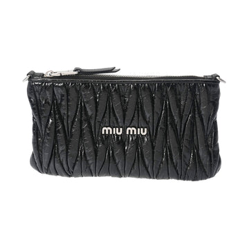 MIU MIU MIUMIU Matelasse Black 5BH190 Women's Leather Shoulder Bag