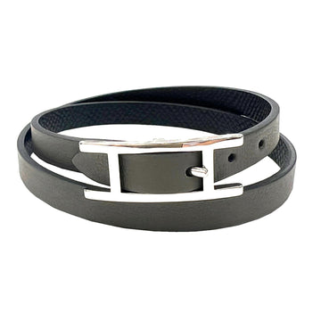 Hermes Bracelet Biapi Etain Noir Swift Vauchamonix Leather Jewelry Accessories