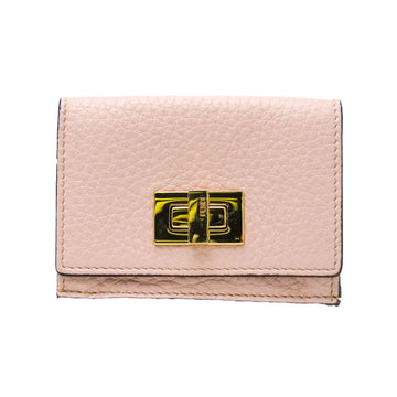 FENDI PEEKABOO 8M0426 Women's Leather Wallet [tri-fold] Gold,Light Pink