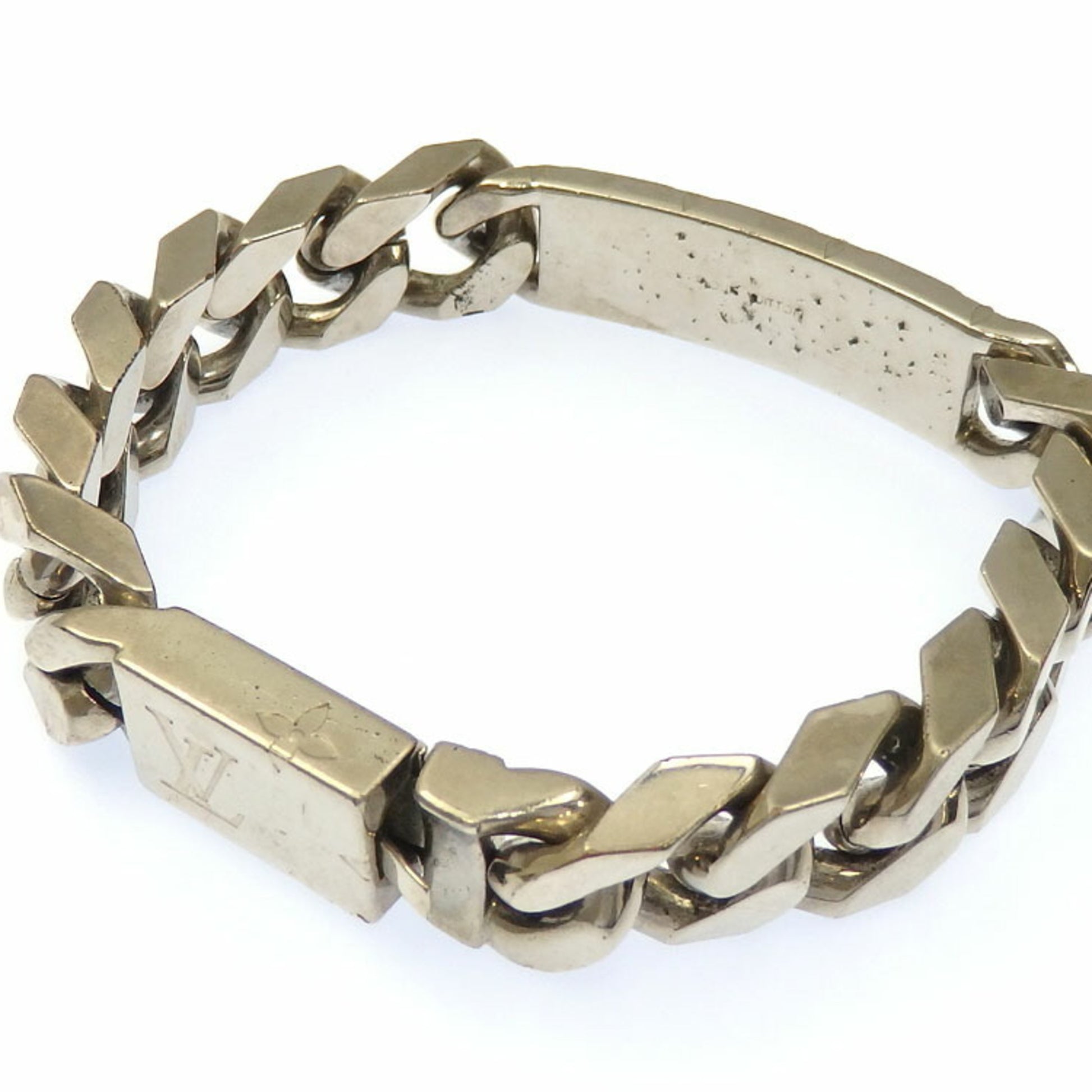 Auth Louis Vuitton Monogram Chain Bracelet Silver Metal M62486 - e54829a