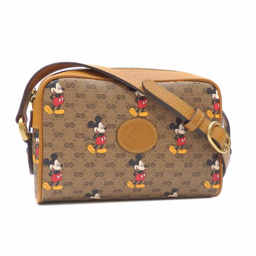 Gucci x Disney Shoulder Bag Mini GG Supreme Ladies Beige Brown PVC Leather 602536 Mickey Mouse Collaboration