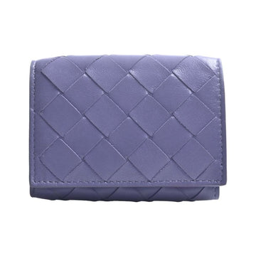 BOTTEGA VENETA Intrecciato Leather Trifold Wallet Purple Women's