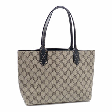 Gucci Reversible Tote Bag GG Supreme Ladies Beige Black PVC Leather 372613