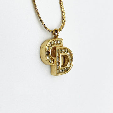 CHRISTIAN DIOR Necklace Logo Design 6g Gold Women's Accessories