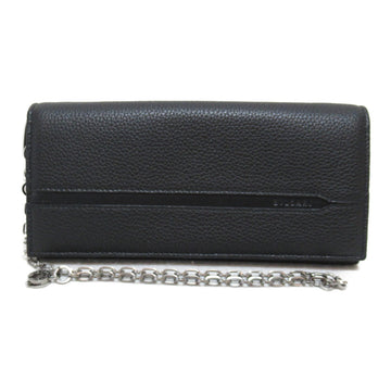 BVLGARI Chain wallet Black Calfskin [cowhide]