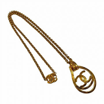 CHANEL Coco Mark Teardrop Turnlock Vintage Brand Accessories Necklace Women's