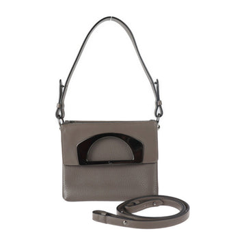 CHRISTIAN LOUBOUTIN Passage Mini Handbag Leather Taupe Gunmetal Hardware 3WAY Shoulder Bag