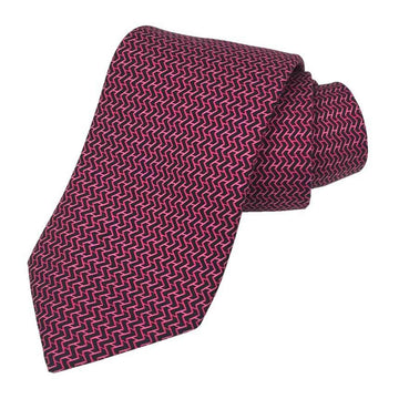 HERMES necktie geometric pattern 100% silk pink x black men's
