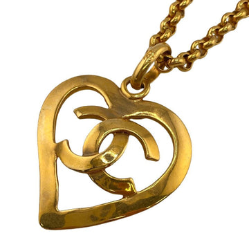 CHANEL 95P Heart Here Mark Necklace Gold Women's