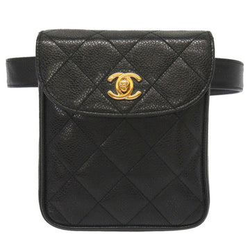 Chanel Caviar Skin Black 3rd Waist Bag Coco Mark Pouch 0024 CHANEL