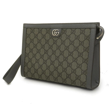 GUCCI Clutch Bag Ophidia GG 760243 Leather Gray Silver Hardware Men's