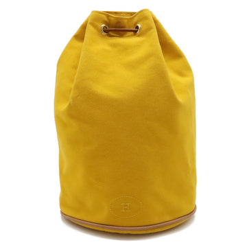 HERMES Porochon Mimil PM Shoulder Bag Canvas Leather Mustard Yellow