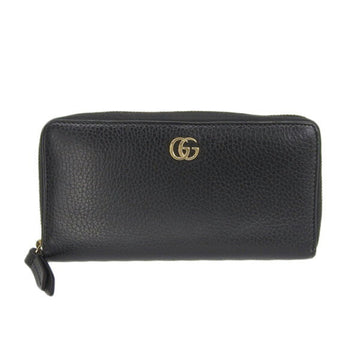 Gucci GG Petite Marmont Leather Zip Around Long Wallet Black