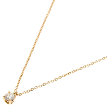TIFFANY Solitaire Diamond Necklace K18 Pink Gold Women's &Co.