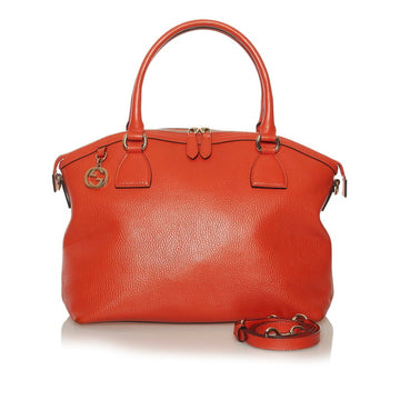 Gucci Interlocking G Handbag Shoulder Bag 449651 Orange Leather Ladies GUCCI