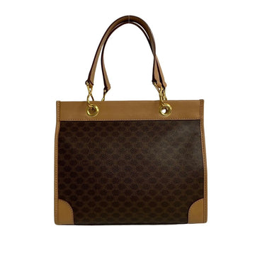 CELINE Vintage Macadam Blason Logo Leather Genuine Handbag Mini Tote Bag Brown 55738