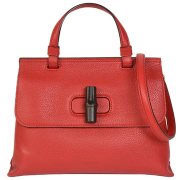 GUCCI Bamboo Daily Bag Handbag Red Leather 370831