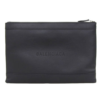 BALENCIAGA Leather Navy Clip M Clutch Bag 373834 Black