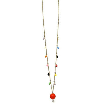 FENDI long necklace gold orange multicolor GP bijou  beads ladies plate
