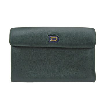 DELVAUX Men,Women Leather Long Wallet [bi-fold] Dark Green