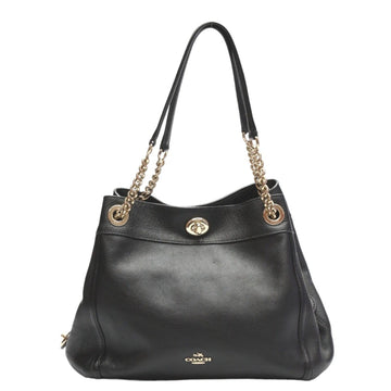 COACH Tote Bag Peple Leather Turnlock Edie 36855 Black
