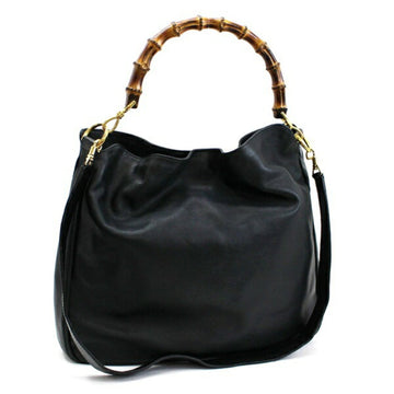Gucci Bamboo Handbag Shoulder Bag Leather Black 001.1577.2615 GUCCI Ladies