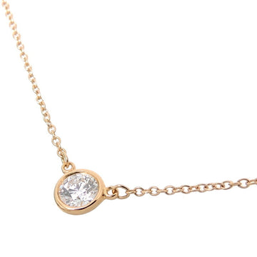 TIFFANY 0.30ct diamond visor yard ladies necklace 750 pink gold