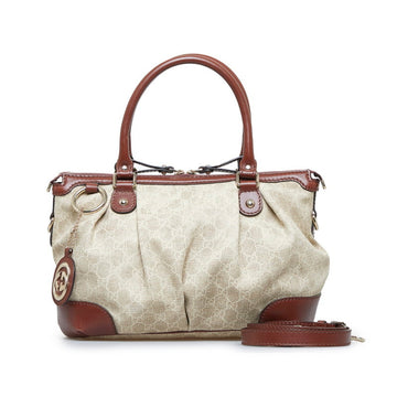 GUCCI Diamante Suki Handbag Shoulder Bag 247902 Beige Brown Canvas Leather Ladies