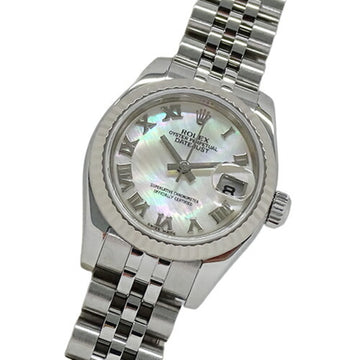 ROLEX Datejust 179174NR D watch ladies shell automatic winding AT stainless steel SS white gold WG silver polished