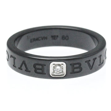 BVLGARI- Double Logo Ring Ceramic,White Gold [18K] Diamond Band Ring