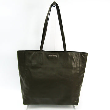 Miu Miu VITELLO SOFT R1914S Women's Leather Tote Bag Khaki