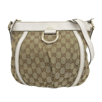 Gucci Bag Ladies Shoulder GG Canvas Leather Brown White Champagne 203257