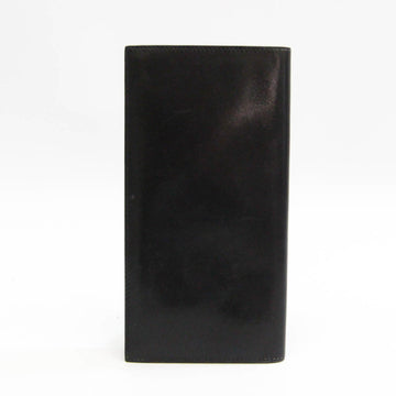 HERMES Men's Box Calf Leather Long Wallet [bi-fold] Black