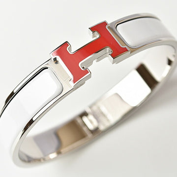 HERMES bangle bracelet  click crack PM H white silver rouge