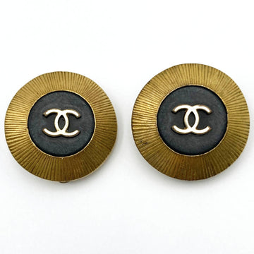 CHANEL Earrings Coco Mark Accessories Black Gold Women's Men's Fashion Vintage Round